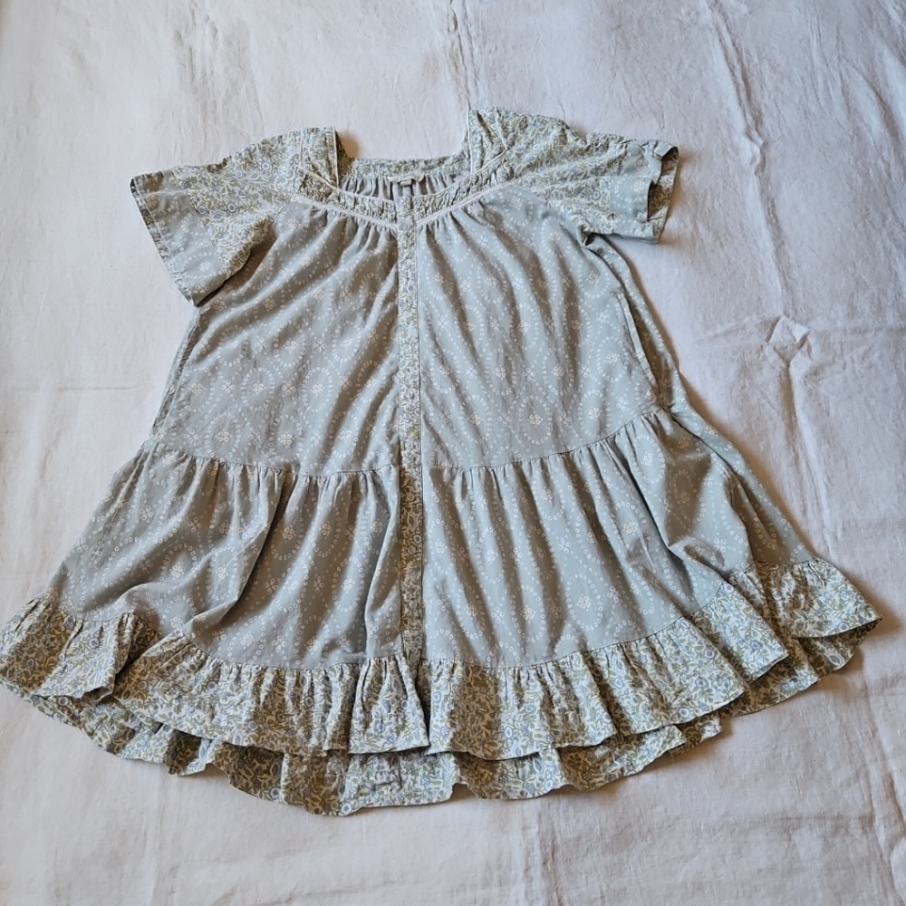 Umgee Floral Trapez & Swing Mini-Dress Short Sleeves With Pockets Size Small - Picture 12 of 14